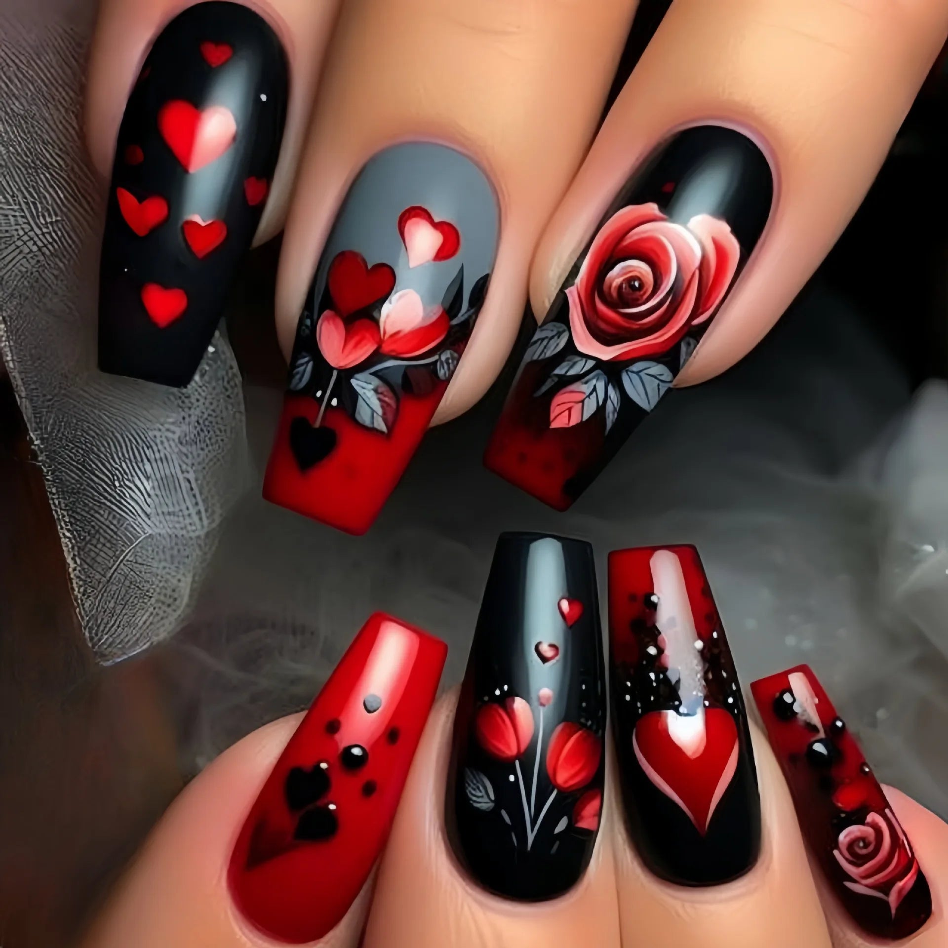 24pcs/set short medium long fake nails