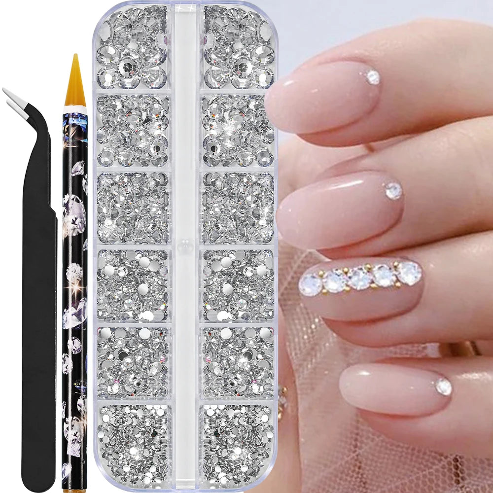 12Grids Mixed-Shape Crystal Nail