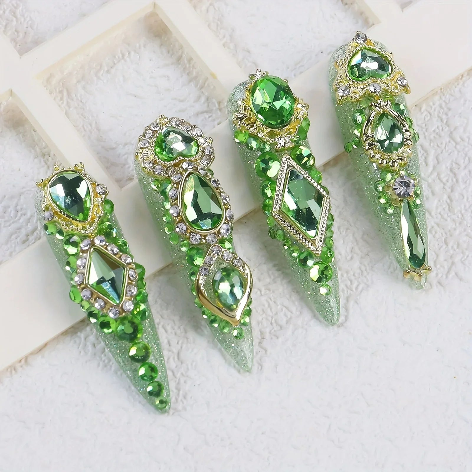 Elegant 3D Alloy Nail crystals.