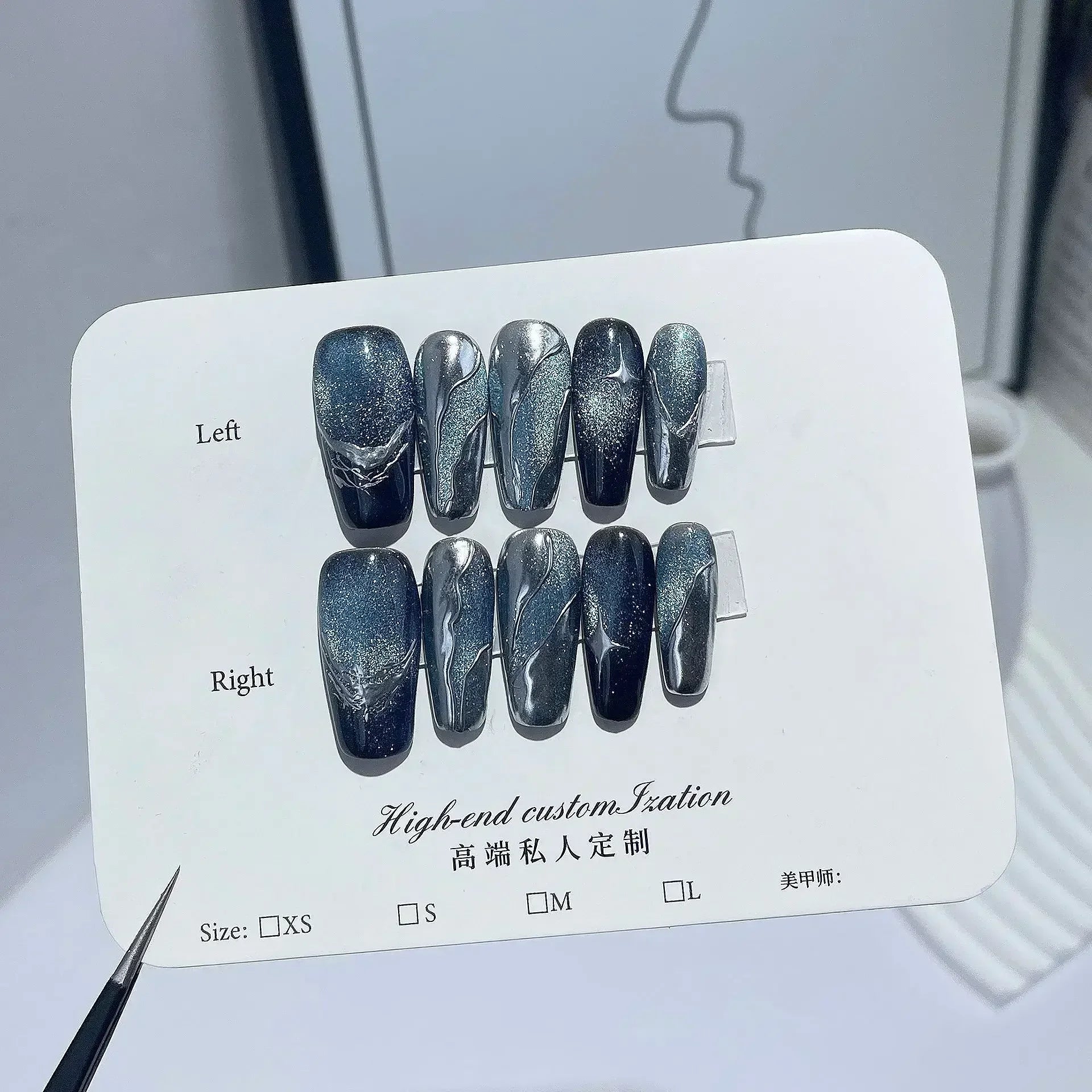 24pcsBlack Handmade Press on Nails