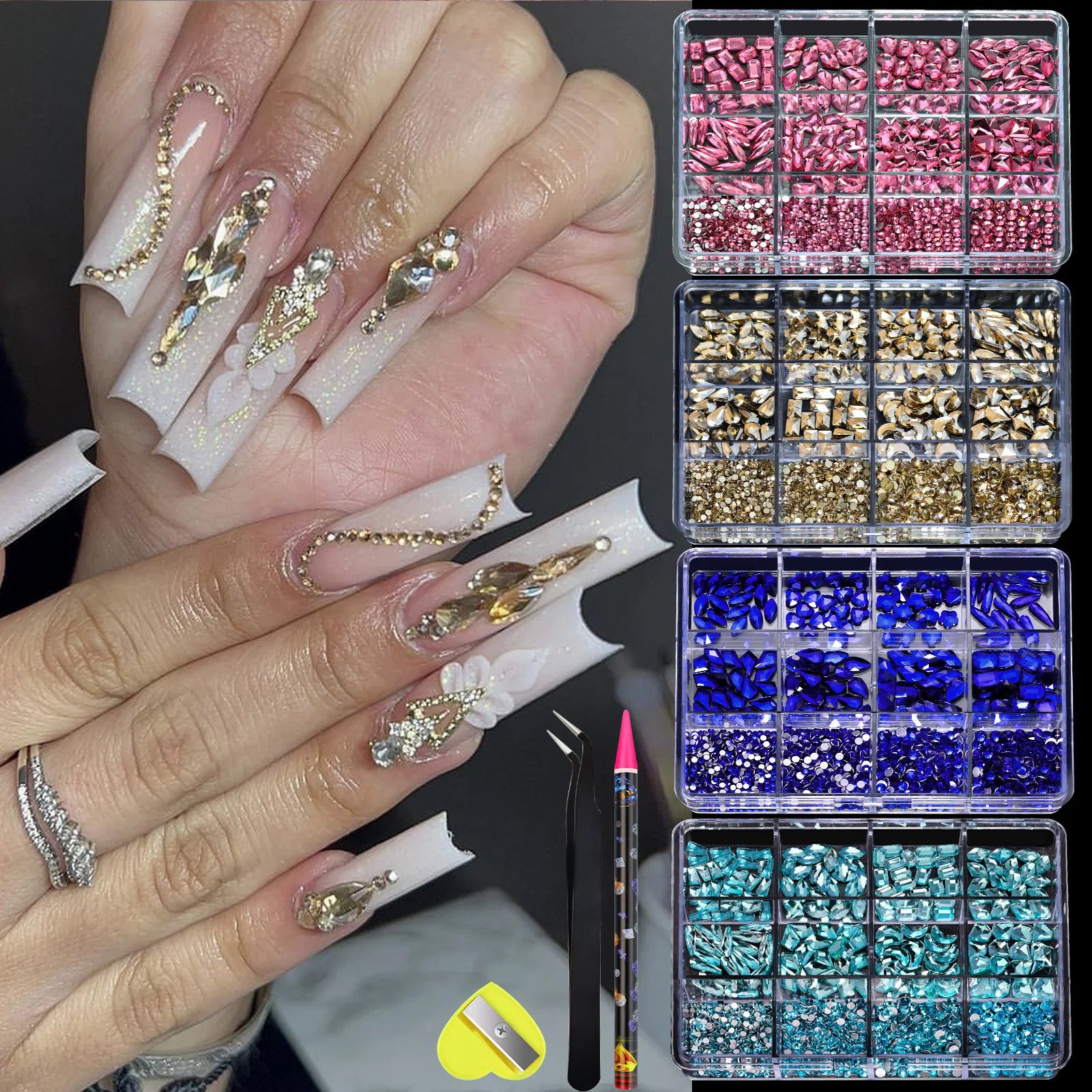 12Grids Flat Bottom Rhinstones For Nails