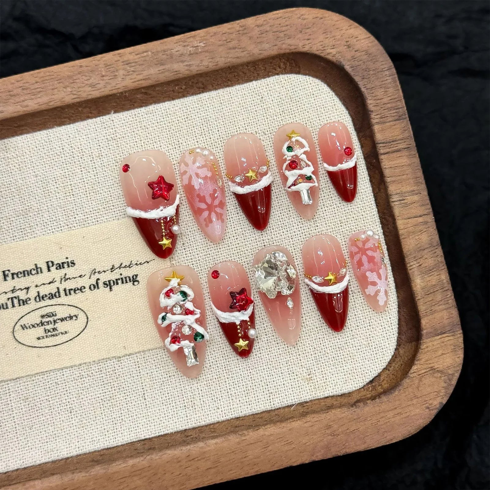 10PCS Christmas Handmade Fake Nails