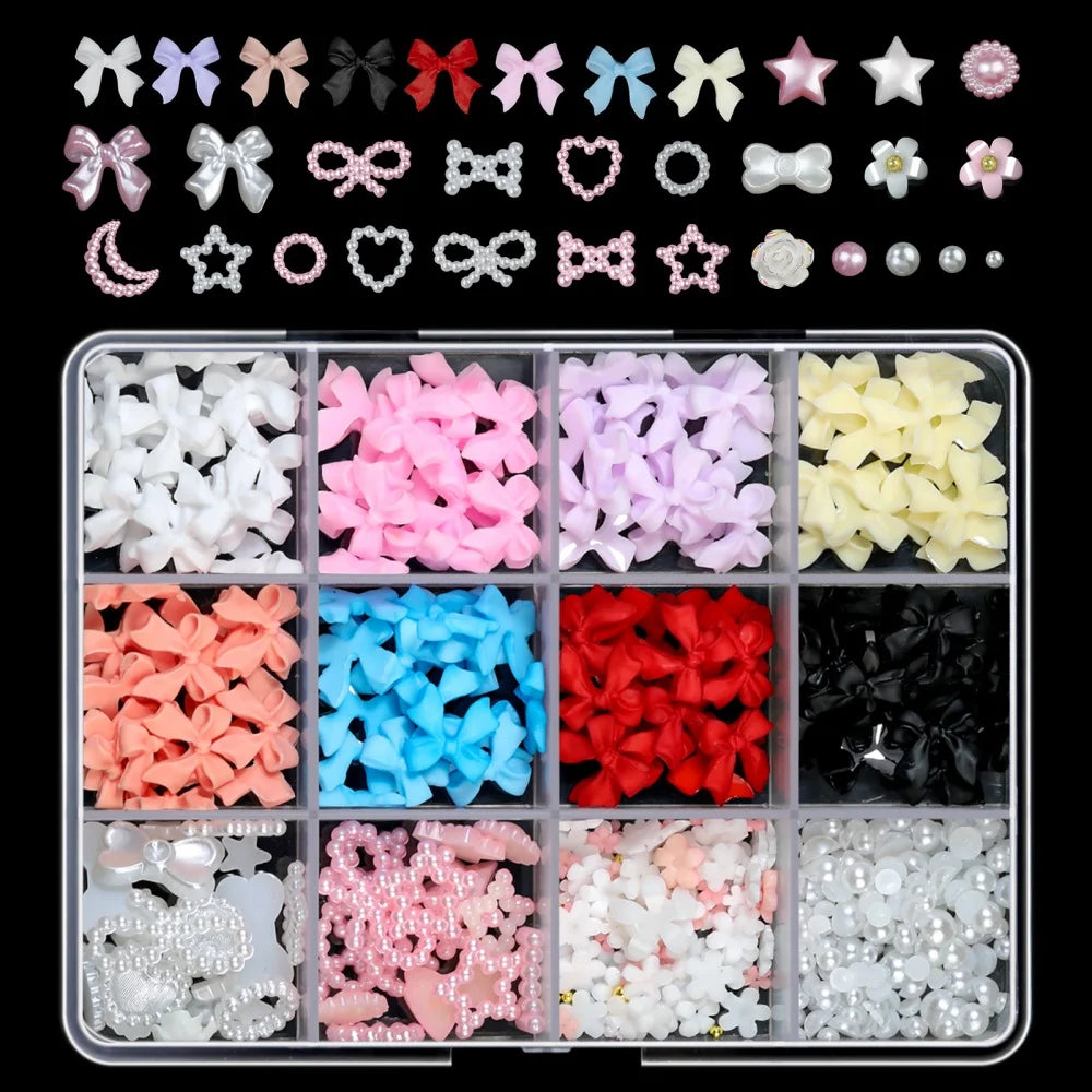 120pcs/box 3D Gold Bow Butterfly Nail