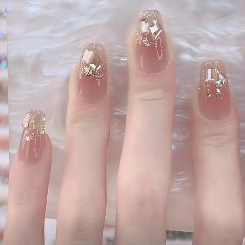 24Pcs/SET French Ballet Blue Moon Sailor False Nails
