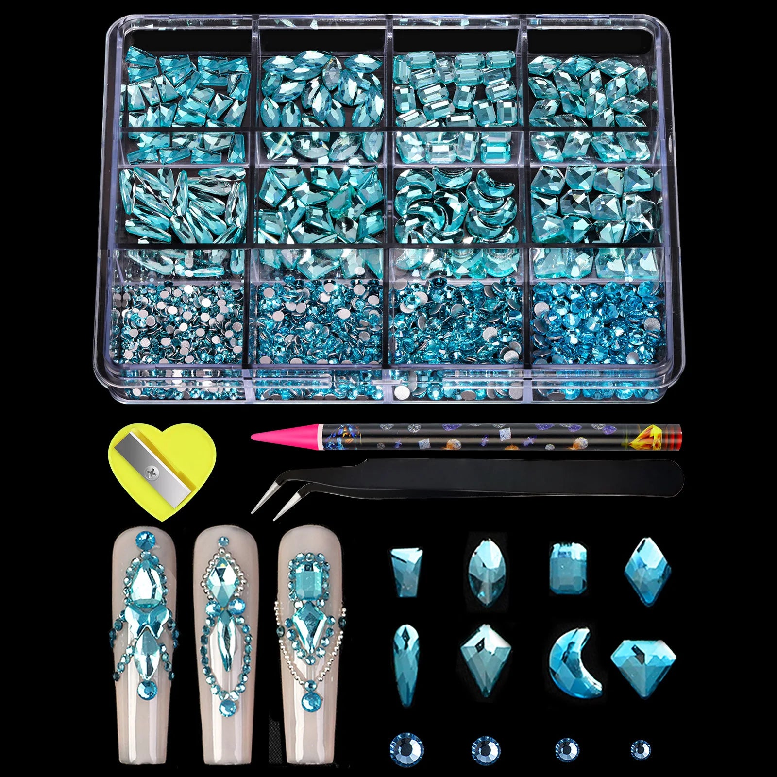 12Grids Flat Bottom Rhinstones For Nails