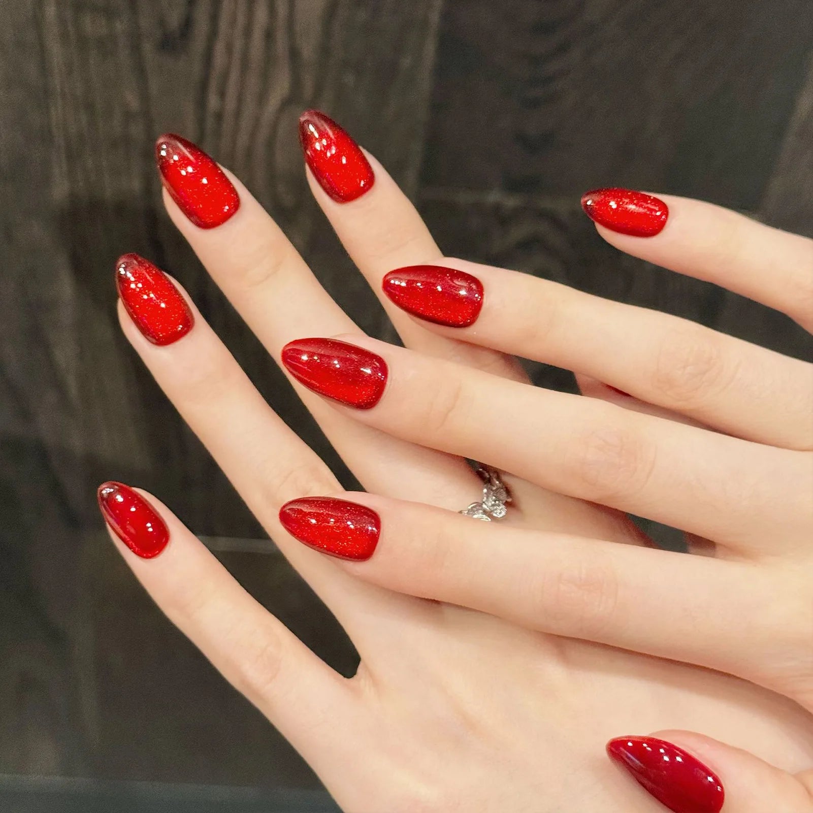 10pcs Handmade Press On Nails Vintage Wine Red