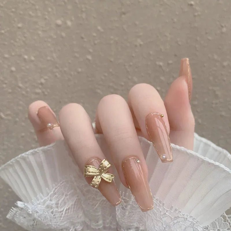 24Pcs/SET French Ballet Blue Moon Sailor False Nails