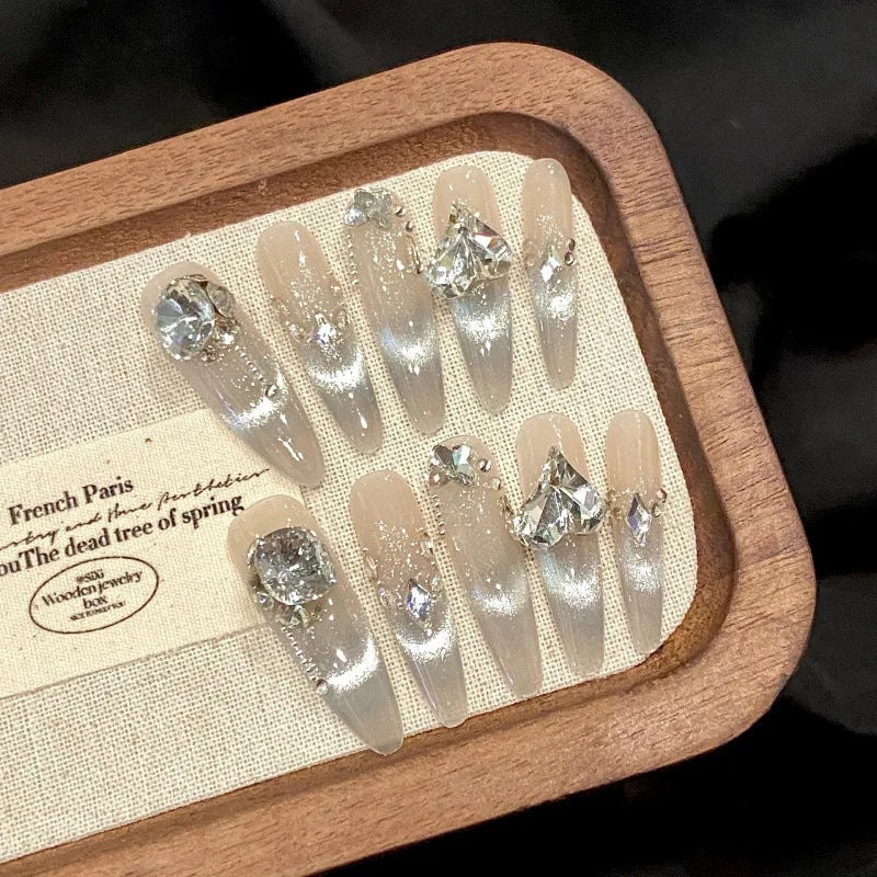 10pcs Pink Cat Eye False Nails