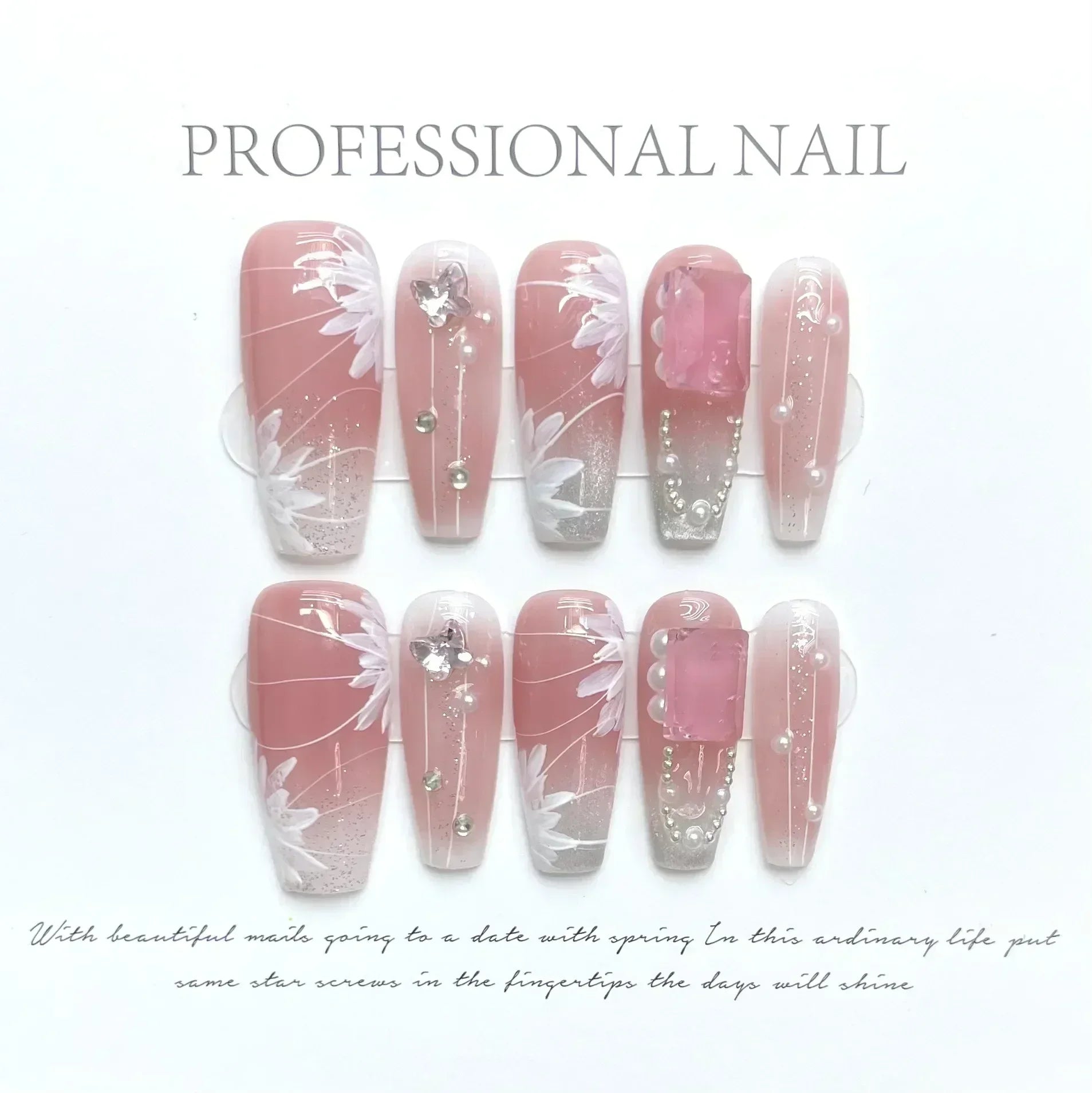 24pcsBlack Handmade Press on Nails