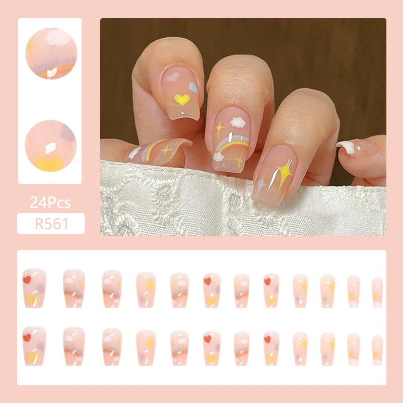 24Pcs/Set Cute and Playful Wearing False Nails