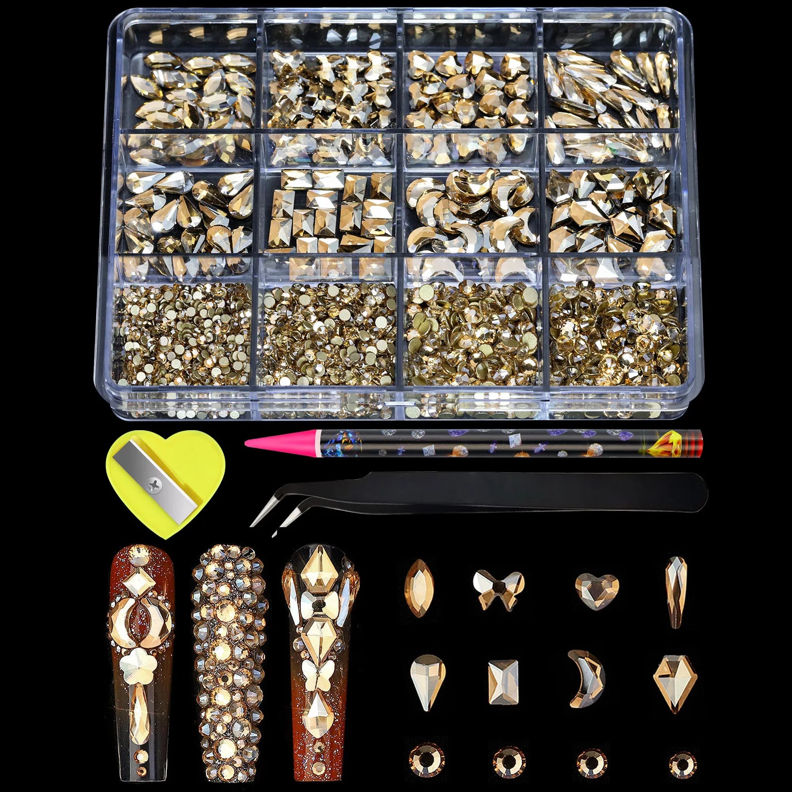 12Grids Flat Bottom Rhinstones For Nails