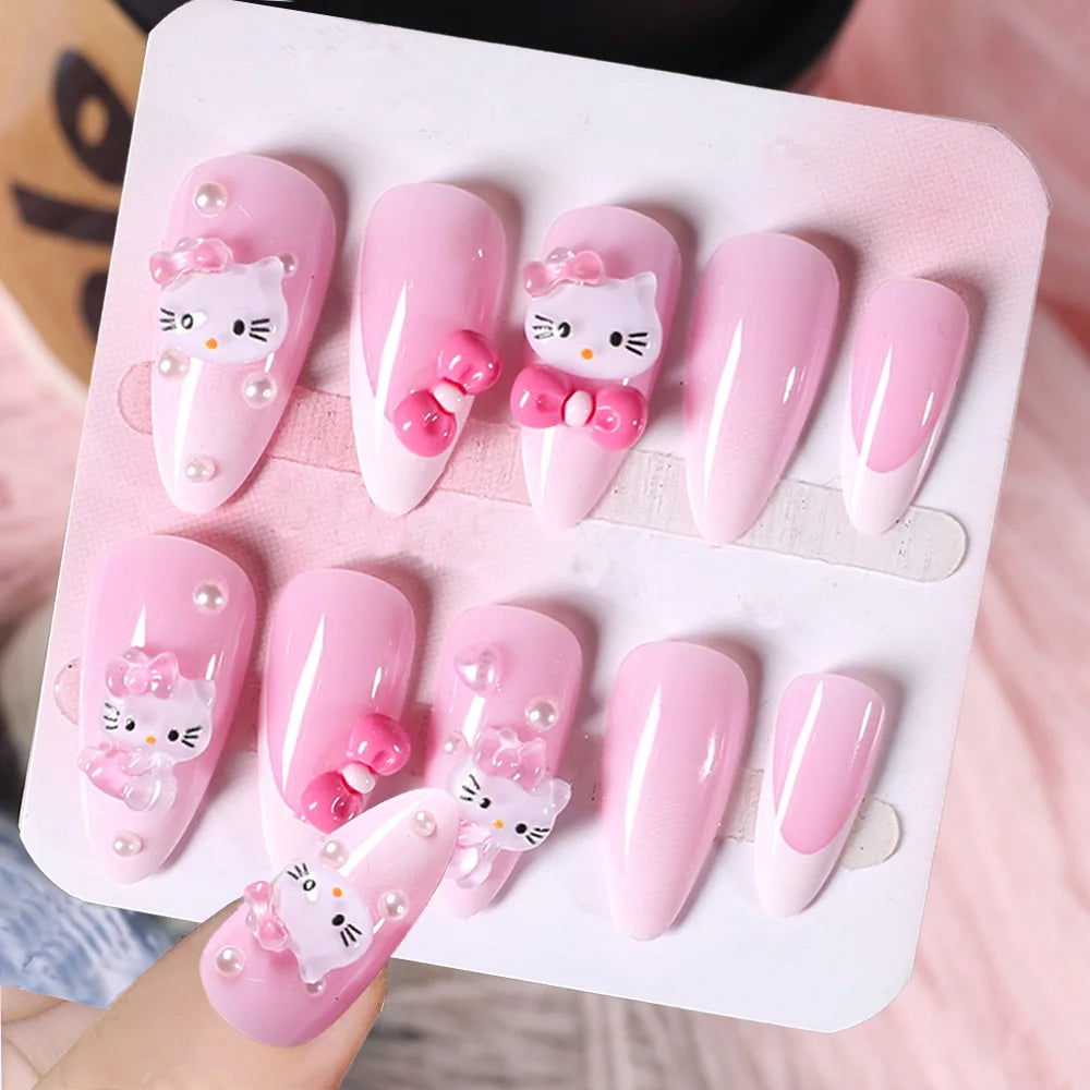 Sanrio Kawaii Pink My Melody Fake Nails 24Pc