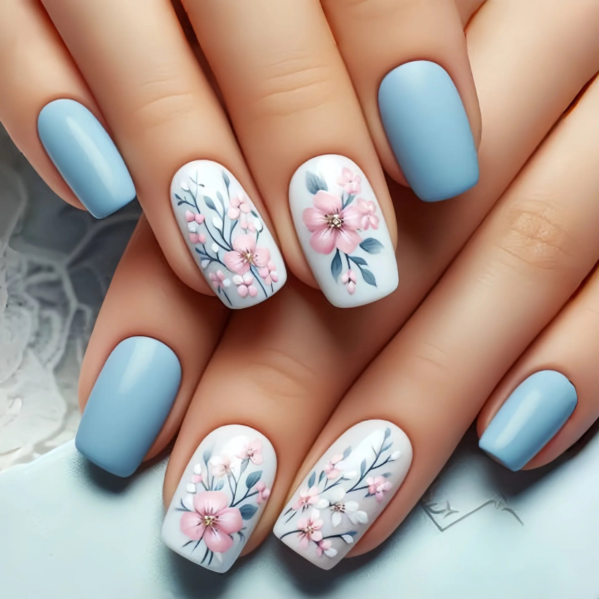 24pcs/set Short Medium fake nails