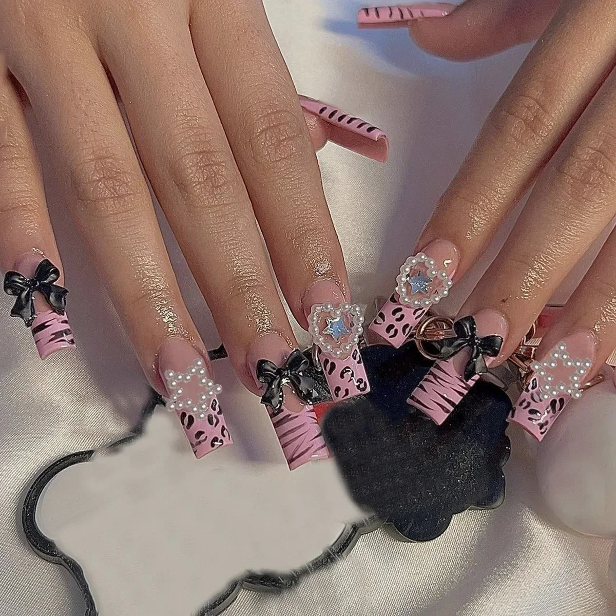 24Pcs French Tip Square Press On Nails