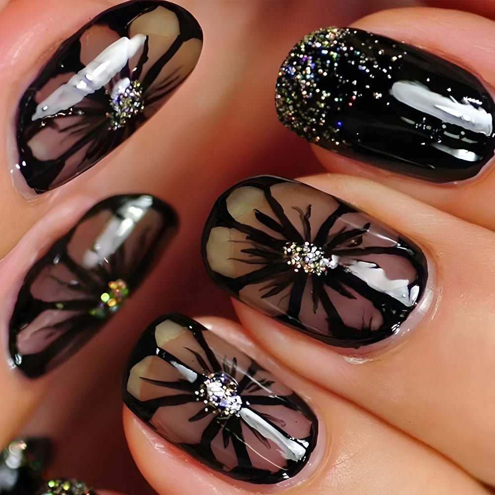 24pcs/set short medium long fake nails
