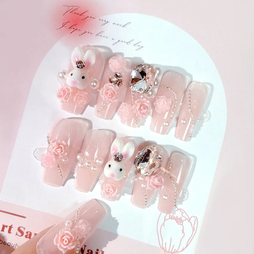 Sanrio Kawaii Pink My Melody Fake Nails 24Pc