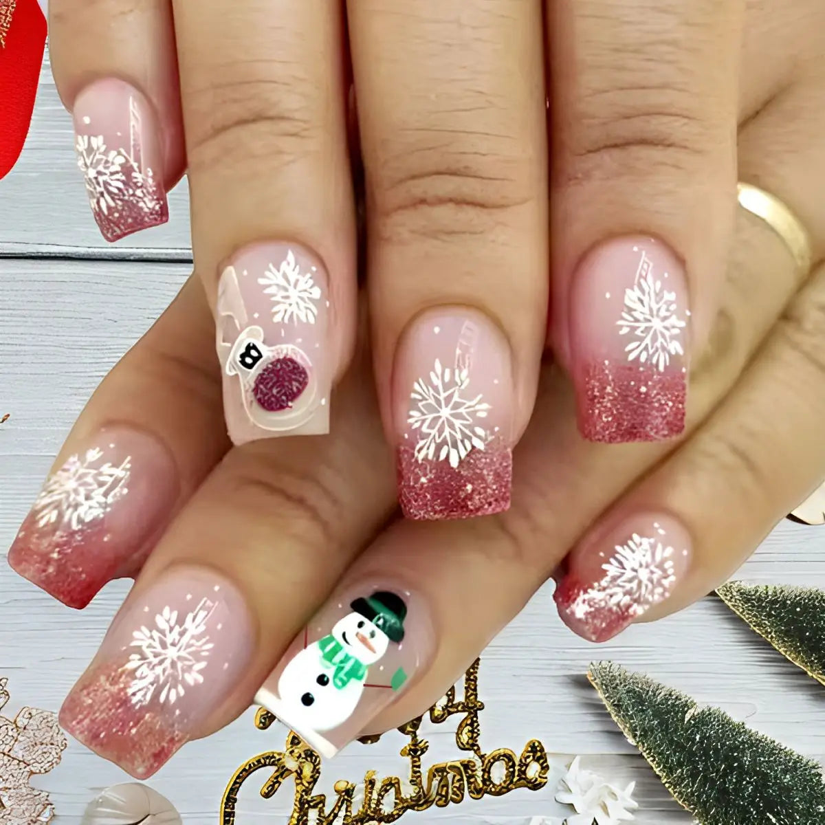 24pcs Merry Christmas Press On Nails