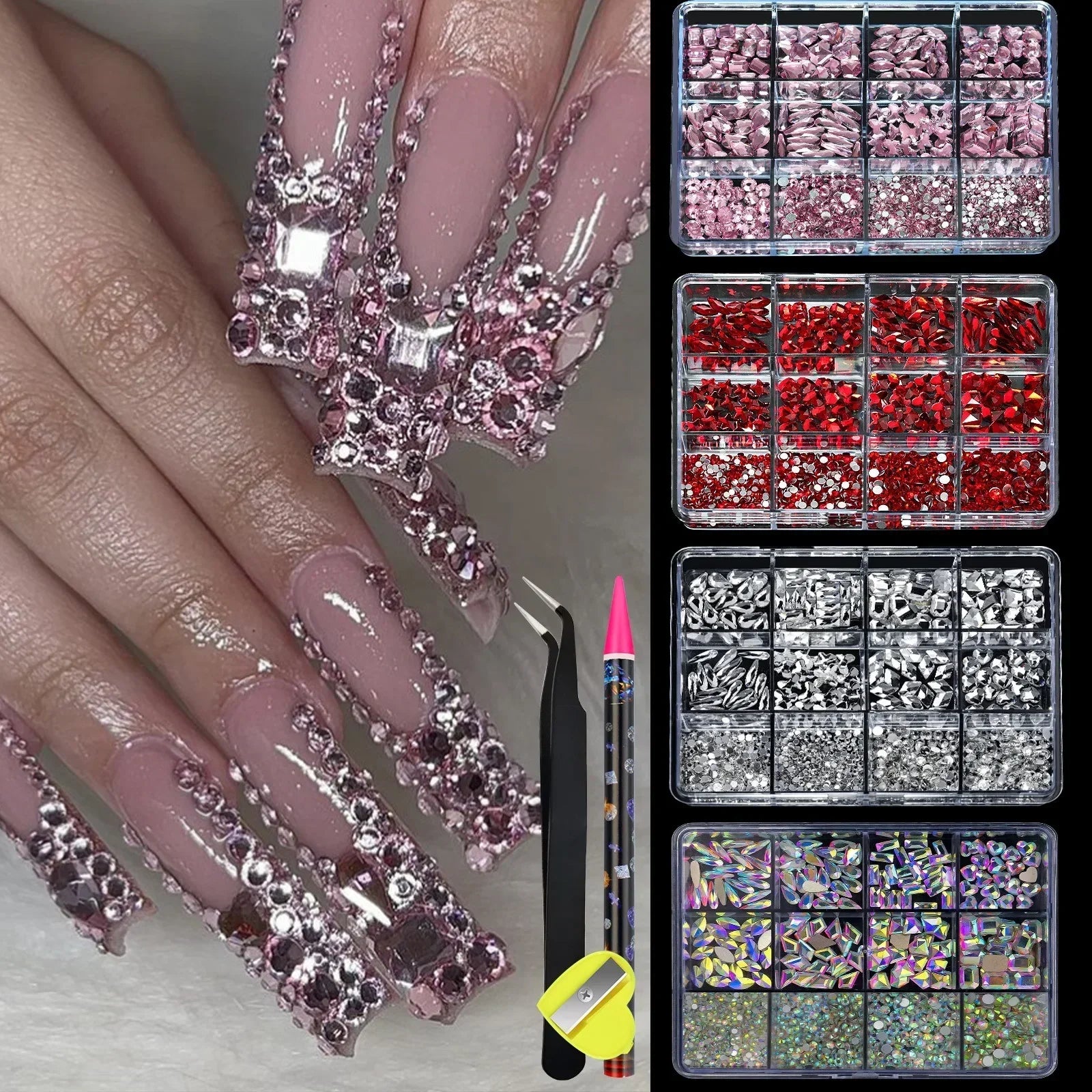 12Grids Flat Bottom Rhinstones For Nails