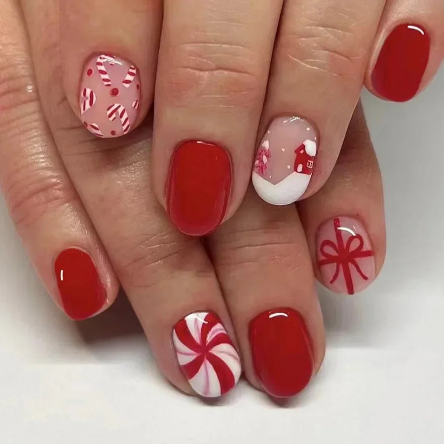 24Pcs Short Oval Press-On Nails