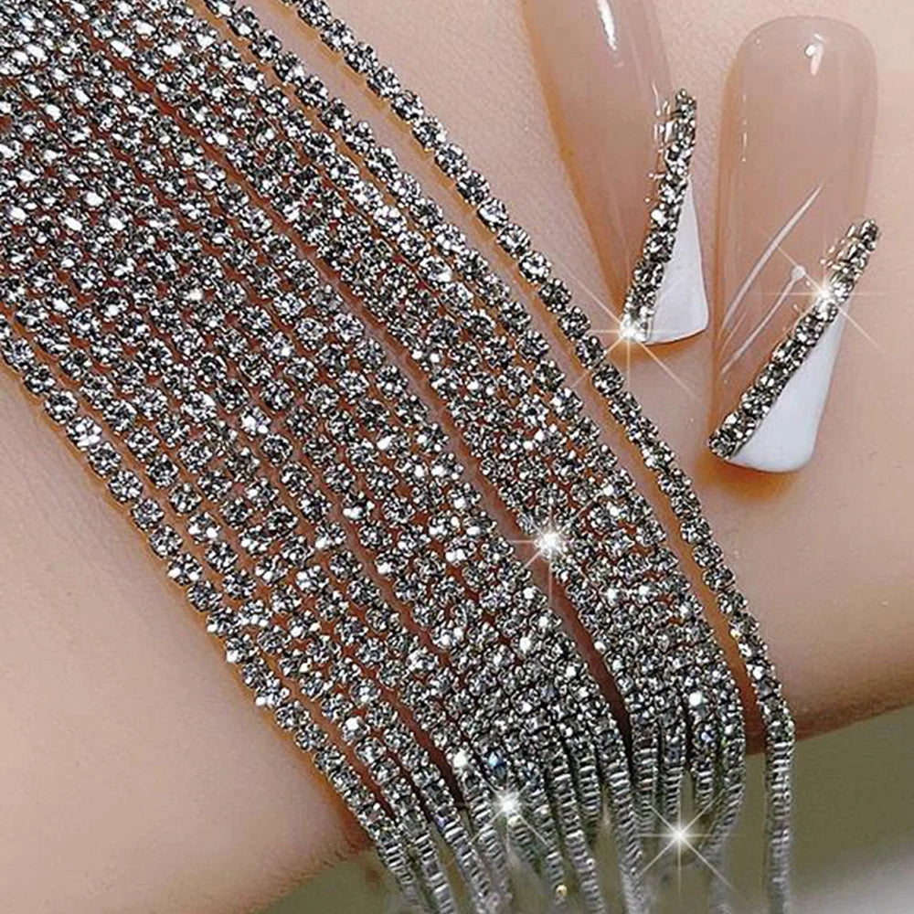 100/50cm Long Luxury Crystal Chain Nail