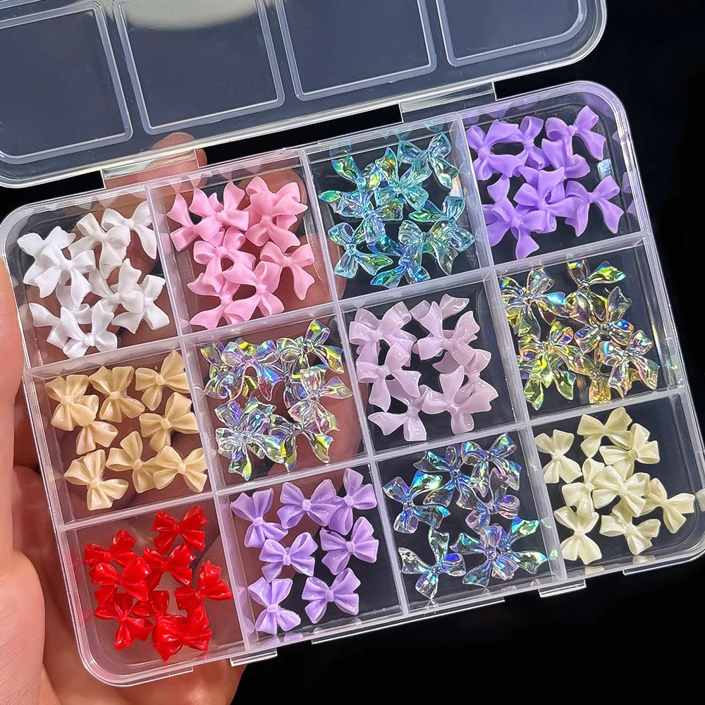 120pcs/box 3D Gold Bow Butterfly Nail