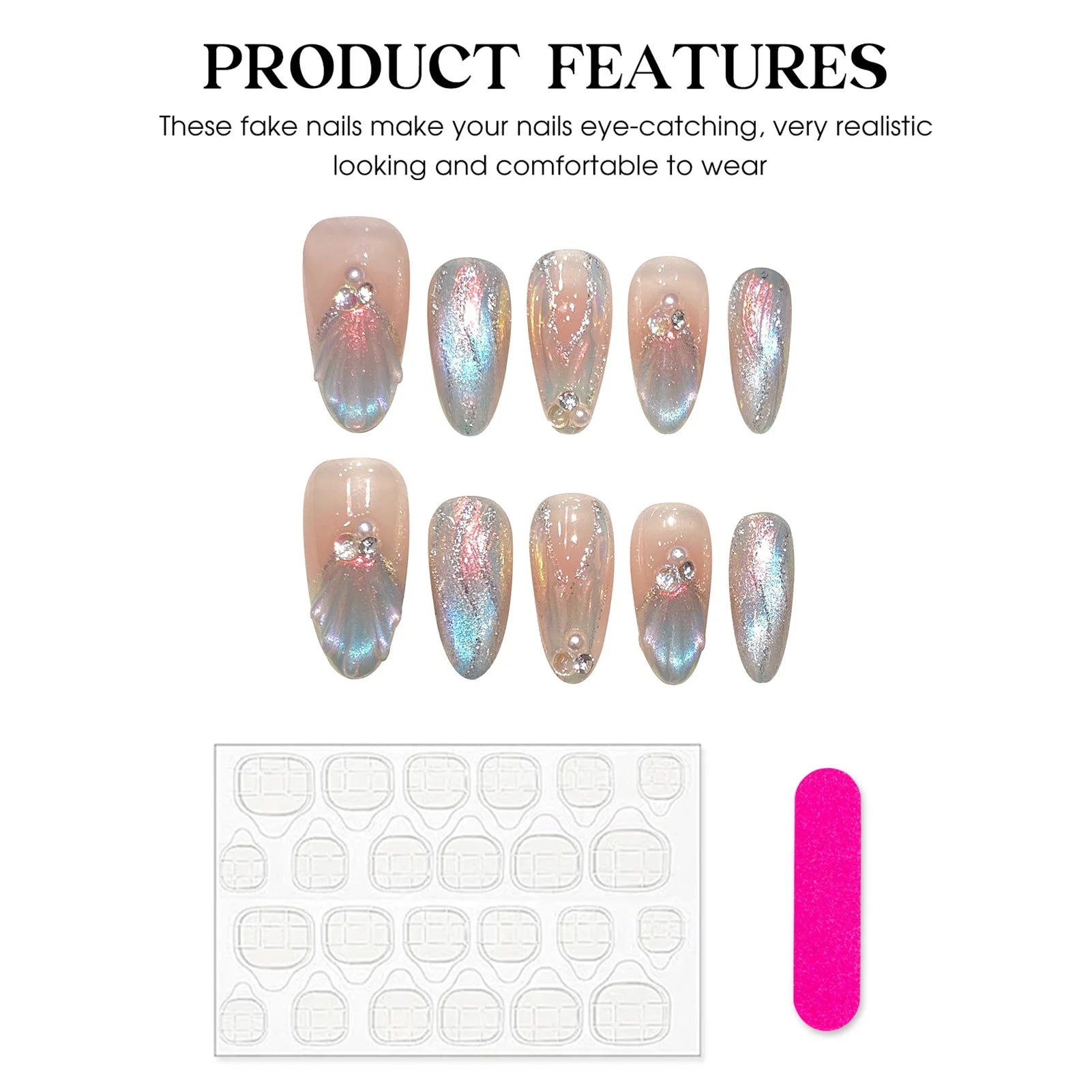 10pcsHandmade Press on Nails Blue