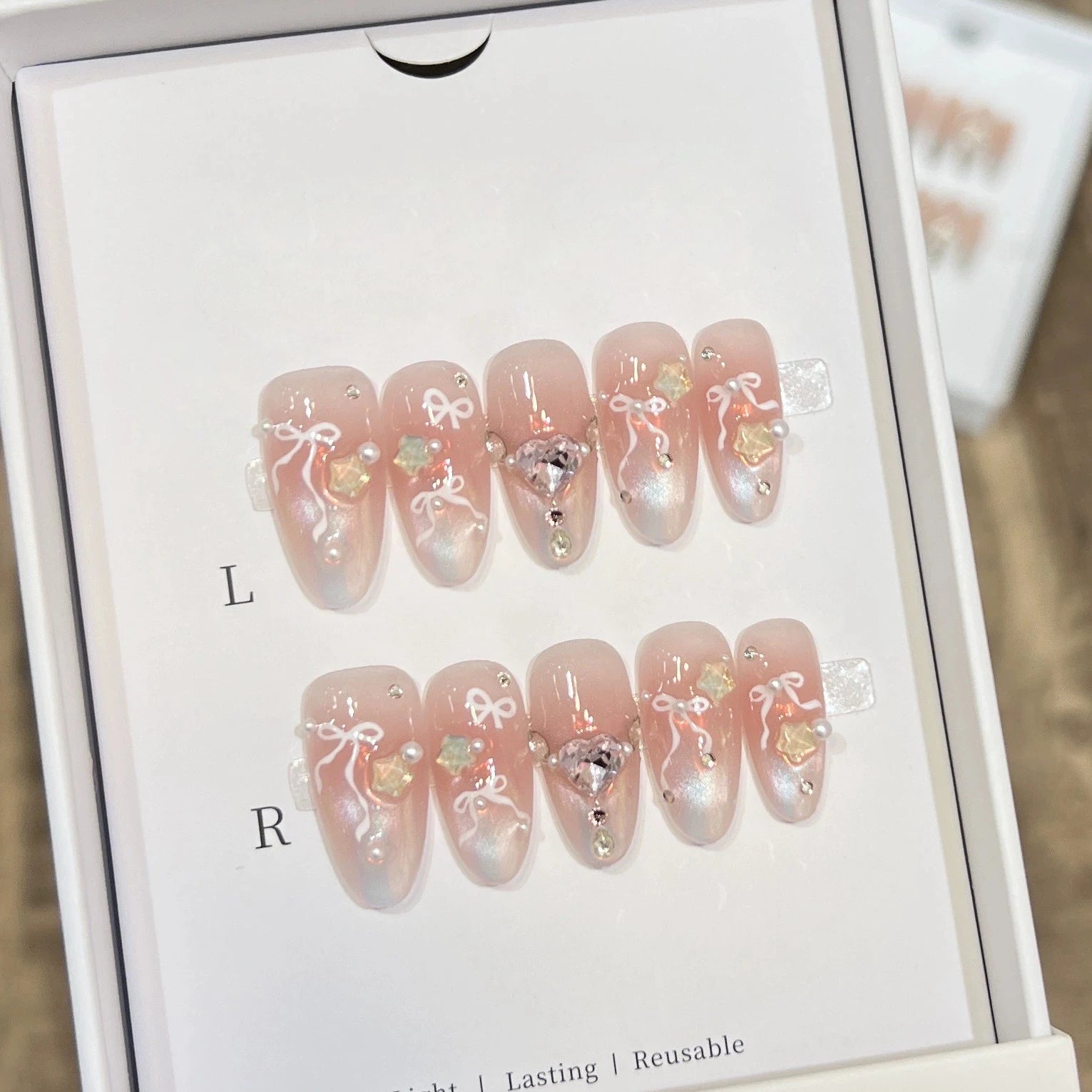 10Pcs Cat Eye Almond Handmade Press on Nails