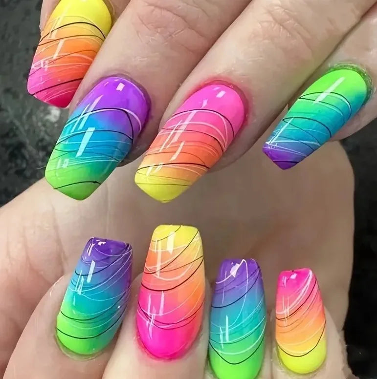 24PCS/1 BOX Gradient Patch  Fake Nail