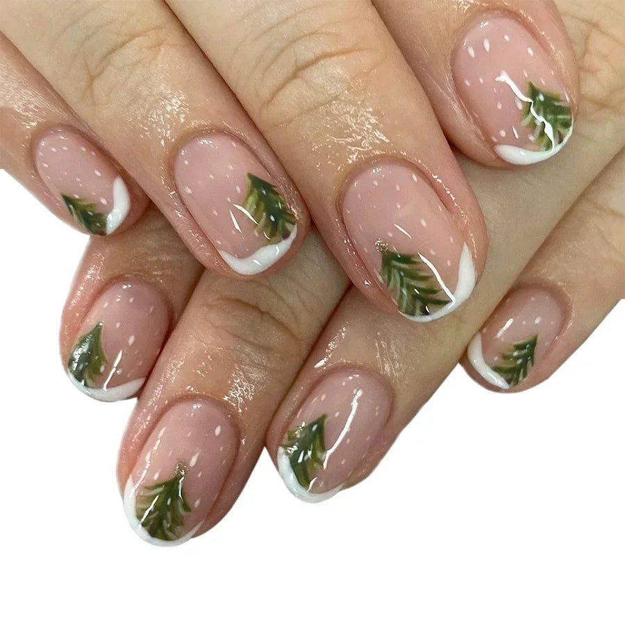 24Pcs Short Oval Press-On Nails