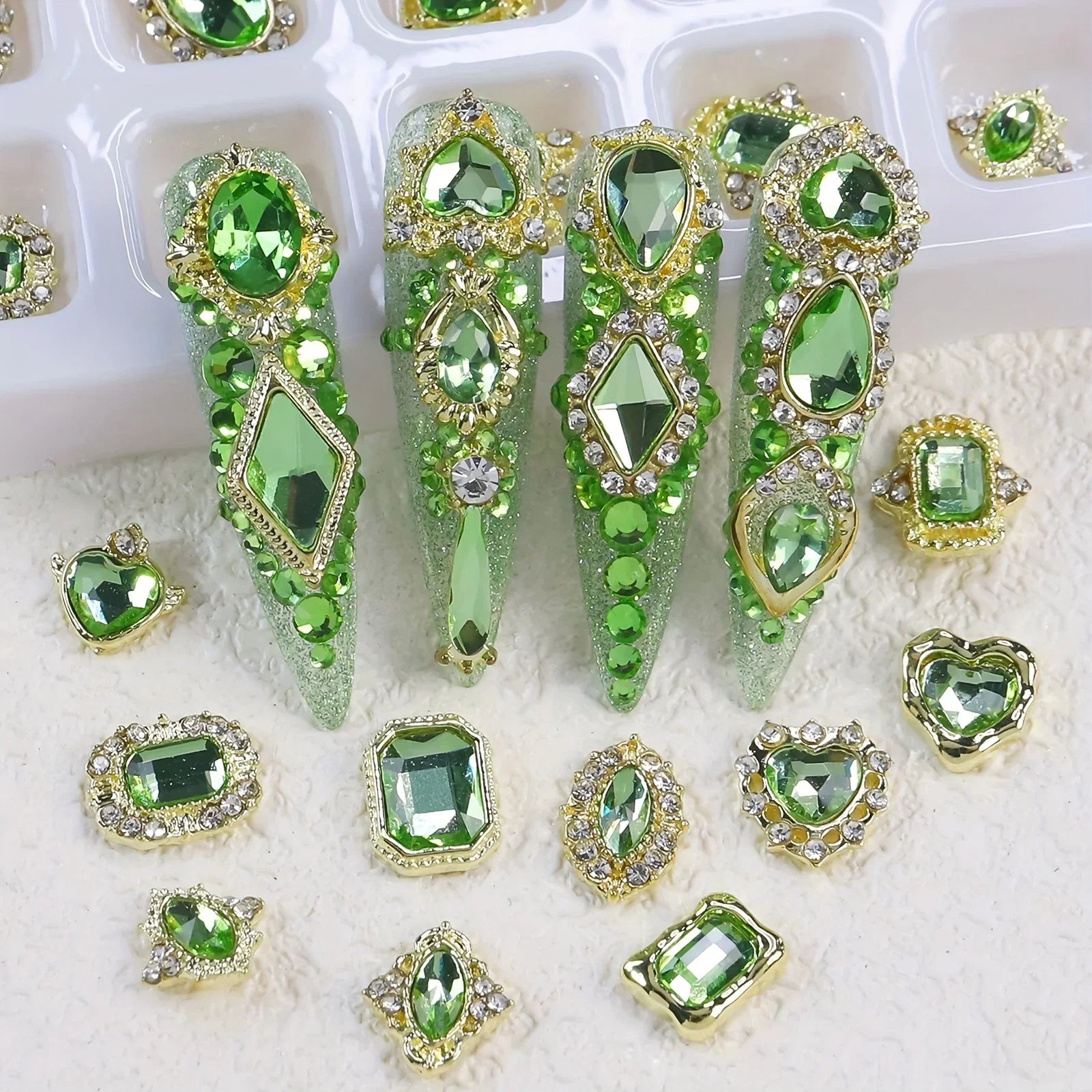 Elegant 3D Alloy Nail crystals.