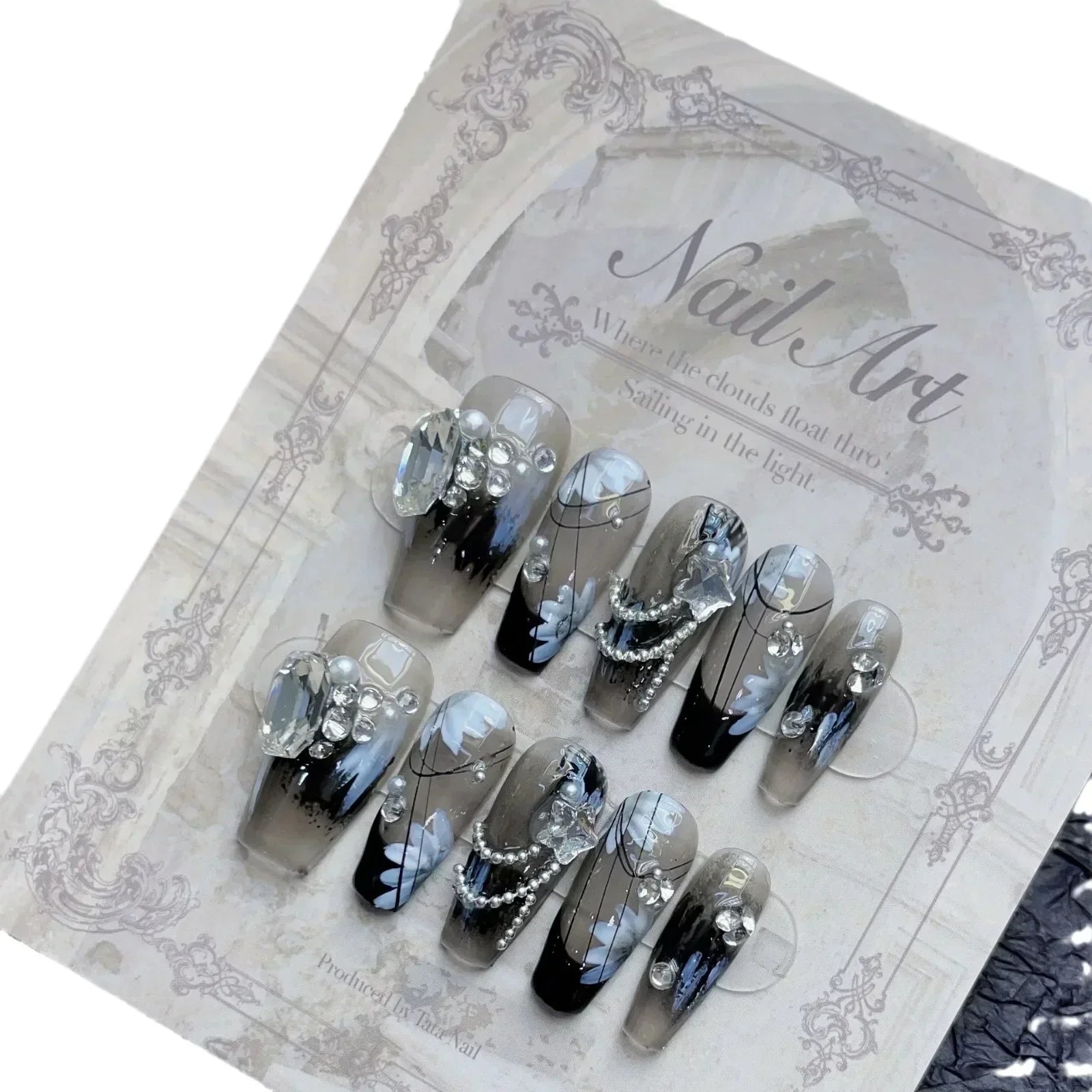 24pcsBlack Handmade Press on Nails