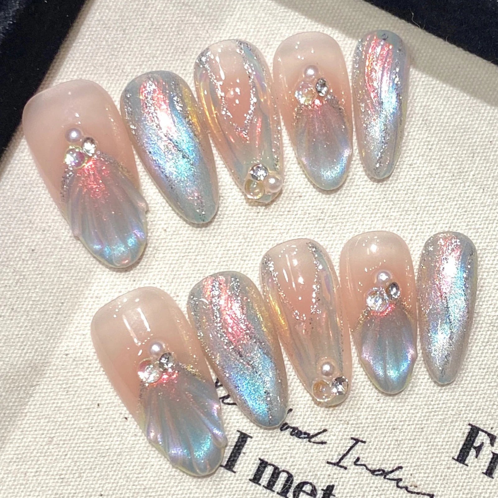 10pcsHandmade Press on Nails Blue