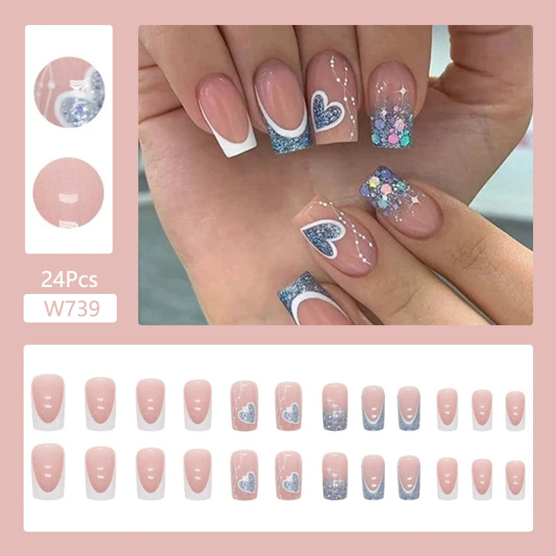 24Pcs/Set Cute and Playful Wearing False Nails