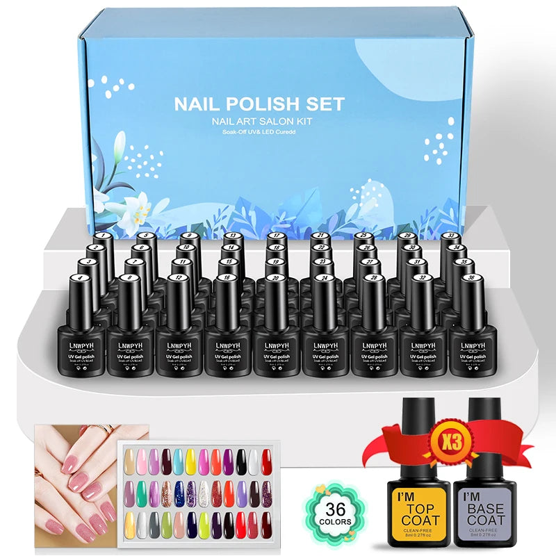 42Pcs/Set Gel Nail Polish Kit Hybrid Varnish Set