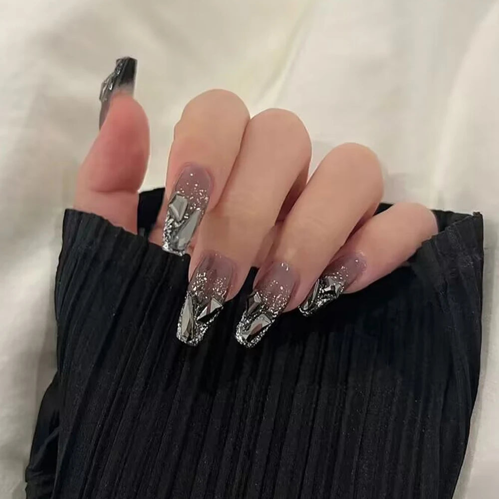 24Pcs/SET French Ballet Blue Moon Sailor False Nails