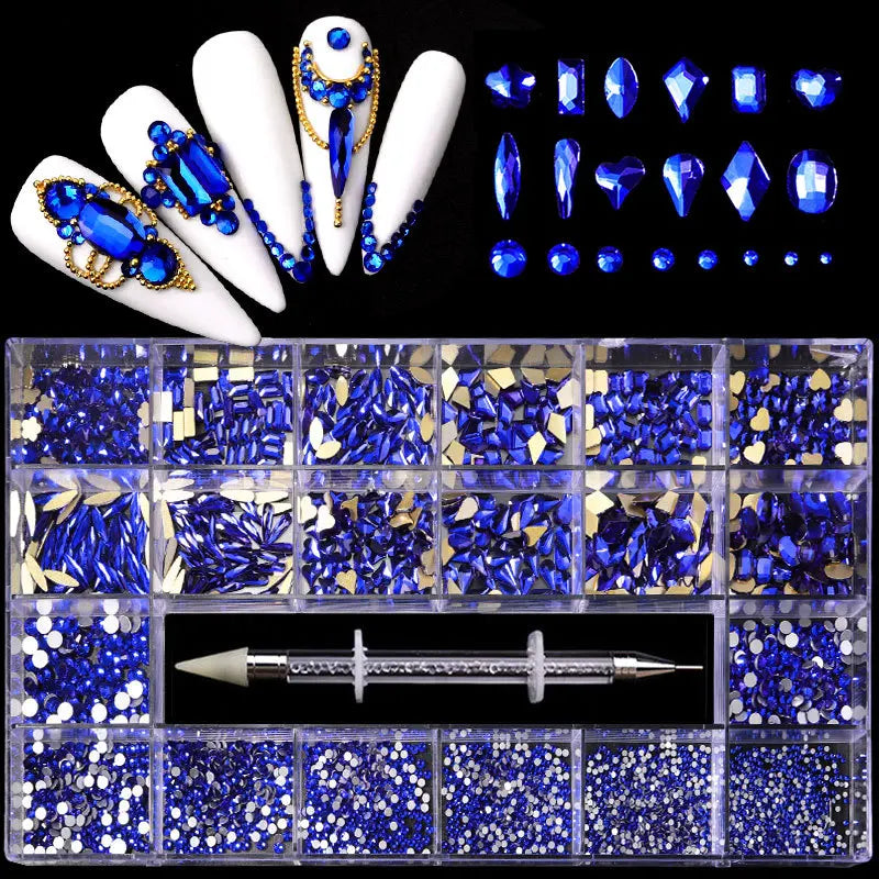 2500pcs Glass Crystal Diamond Flat Bottom Rhinestones Nail