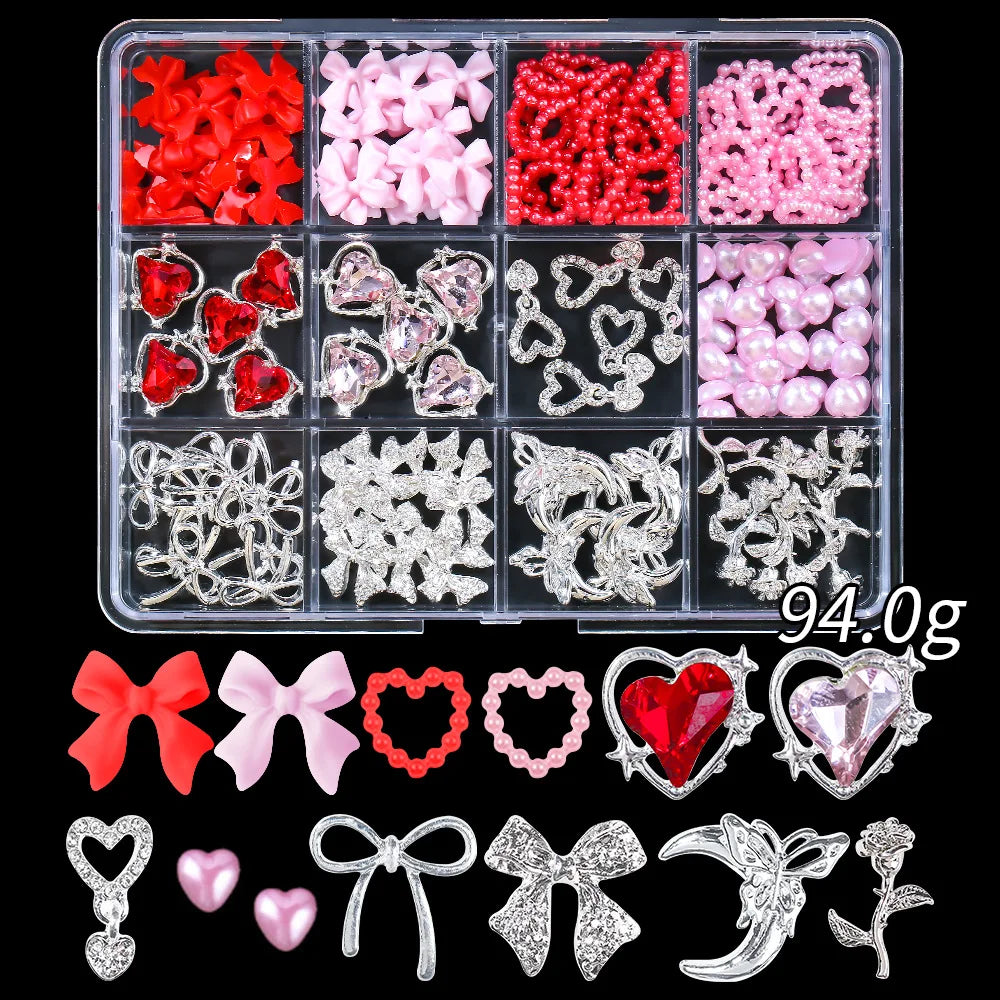 120pcs/box 3D Gold Bow Butterfly Nail