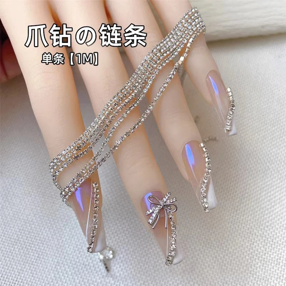 100/50cm Long Luxury Crystal Chain Nail