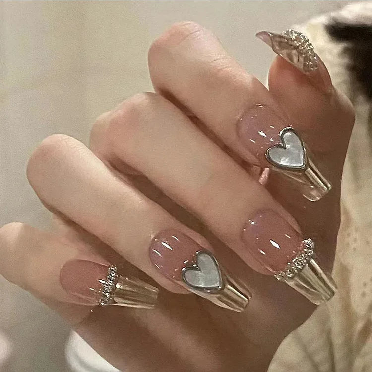 24Pcs/SET French Ballet Blue Moon Sailor False Nails