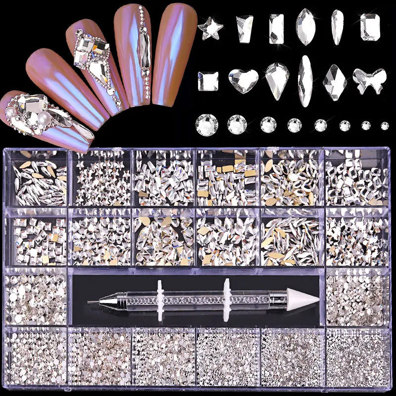 2500pcs Glass Crystal Diamond Flat Bottom Rhinestones Nail