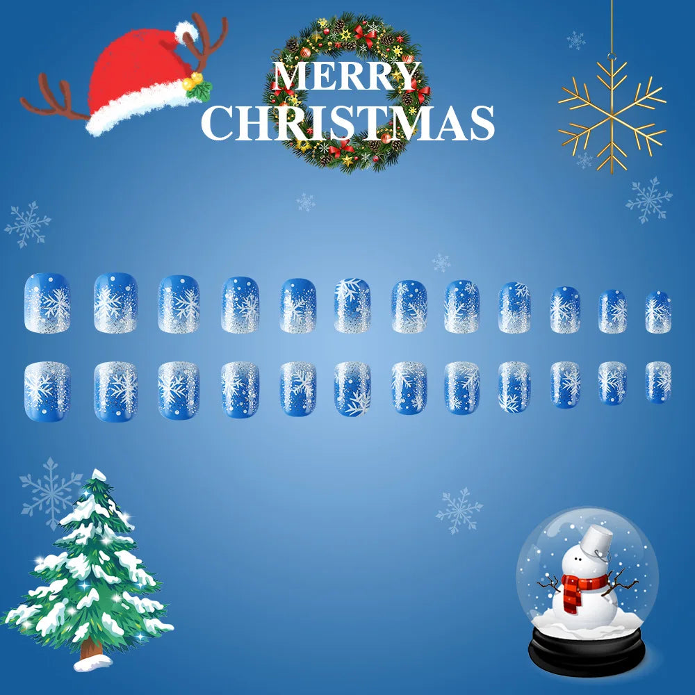 24pcs Merry Christmas Press On Nails