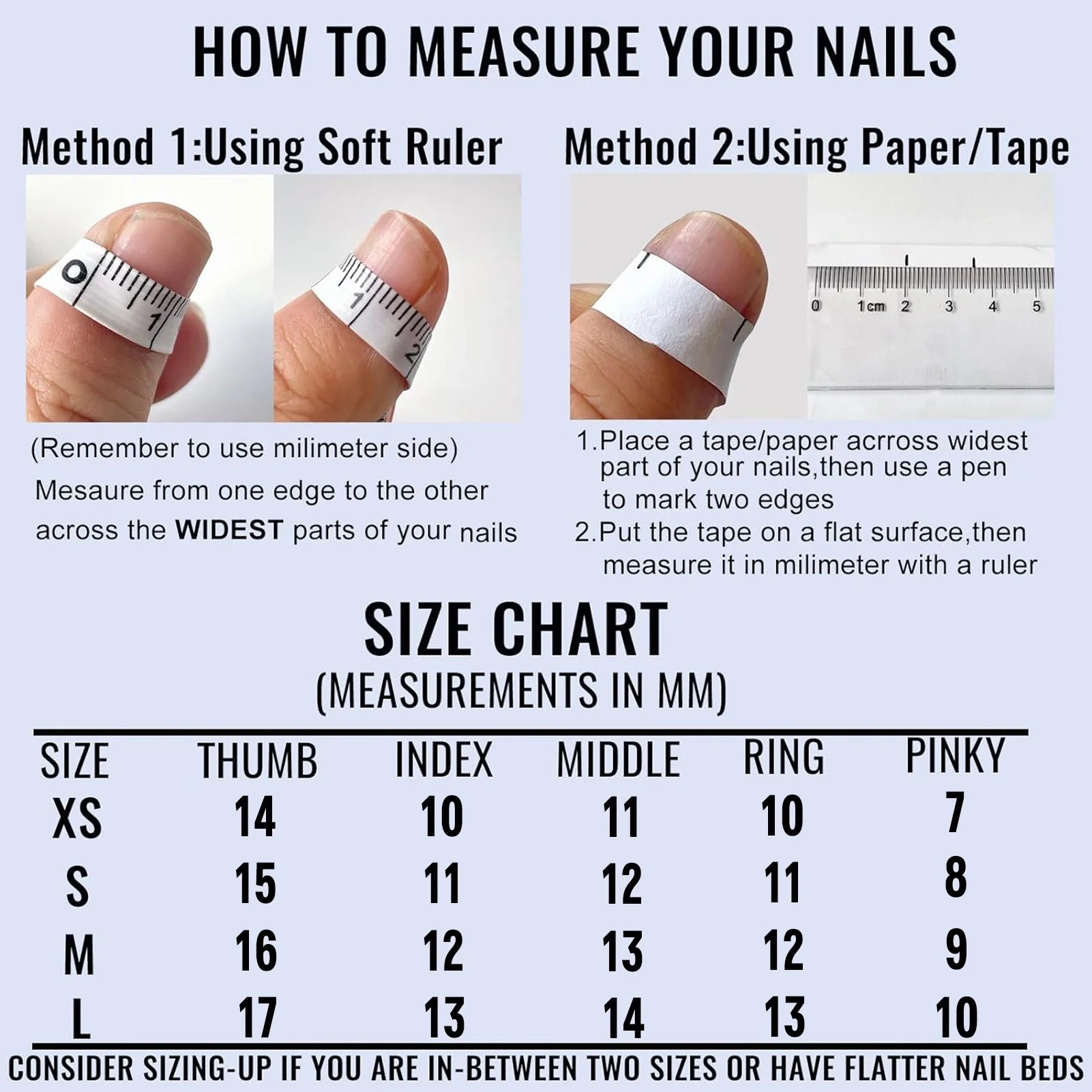 10pcsHandmade Press on Nails Blue