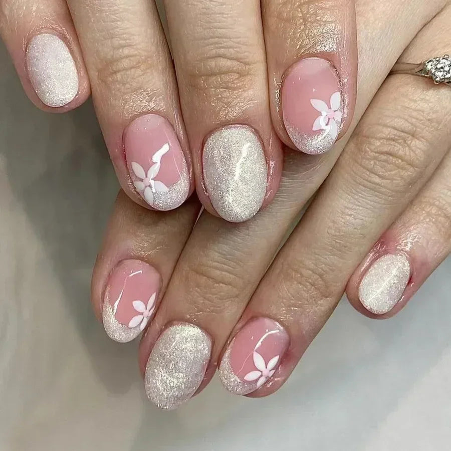 24Pcs Short Oval Press-On Nails