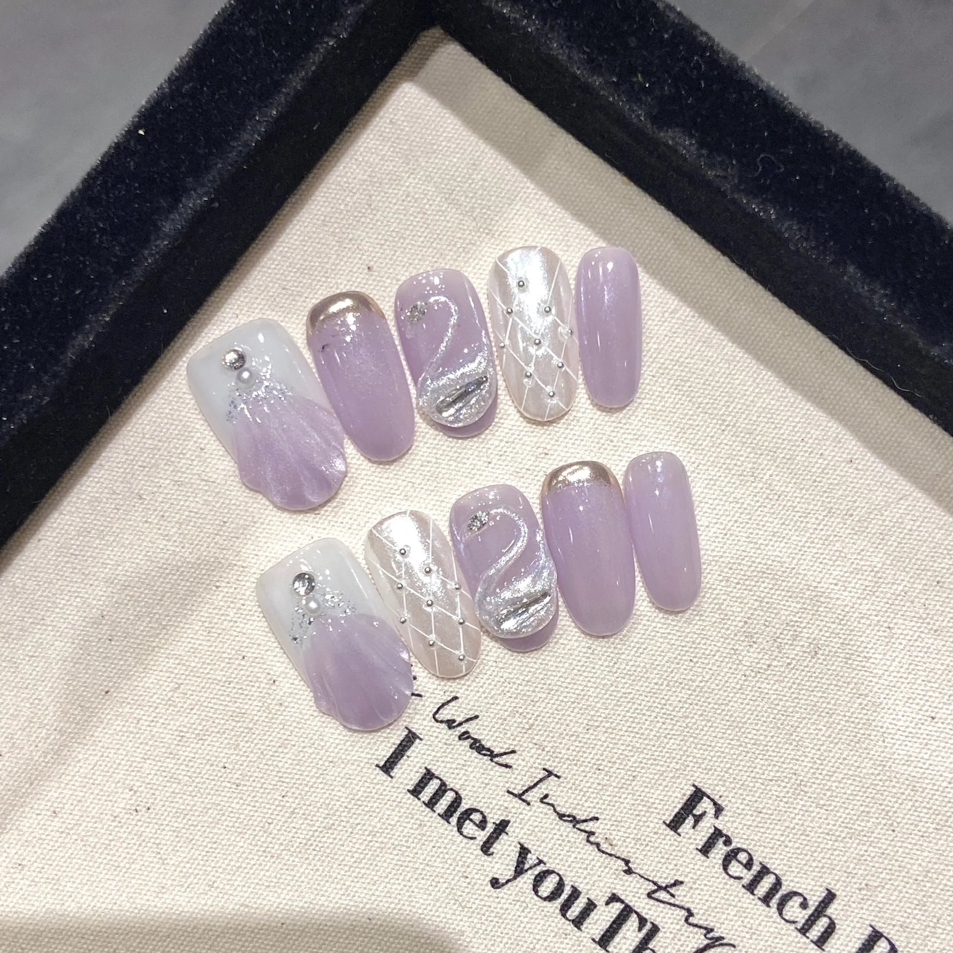 10pcsHandmade Press on Nails Blue