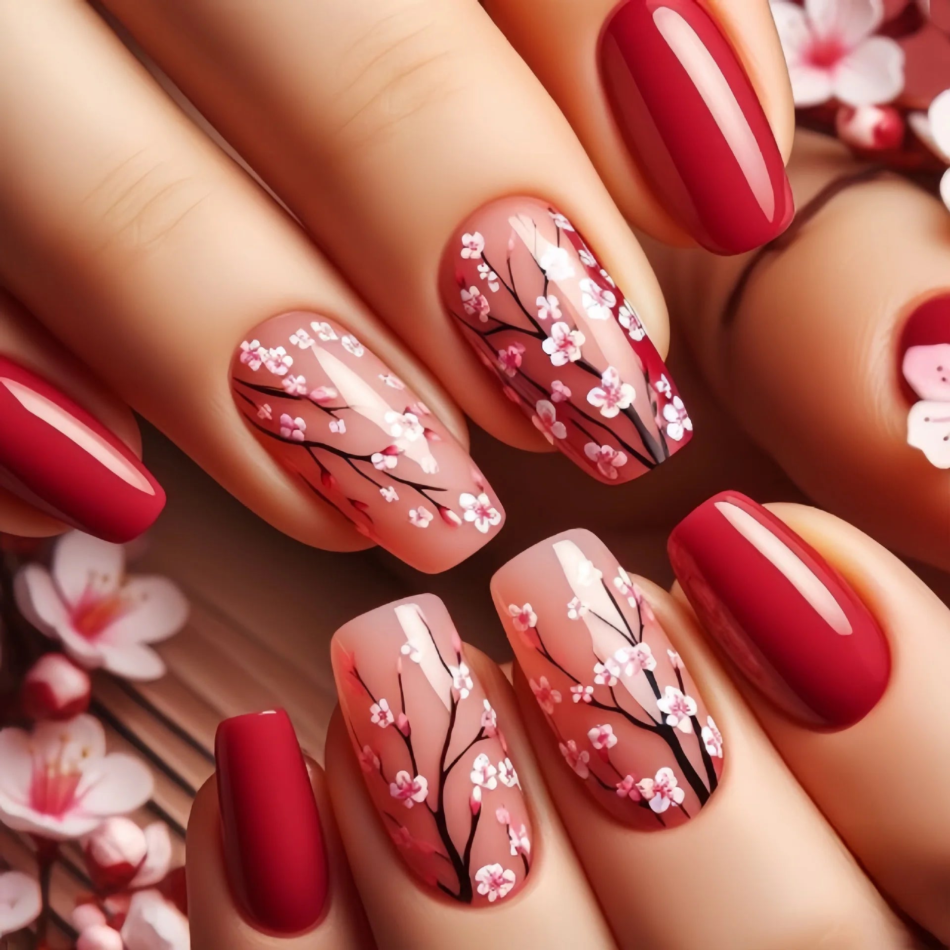 24pcs/set short medium long fake nails