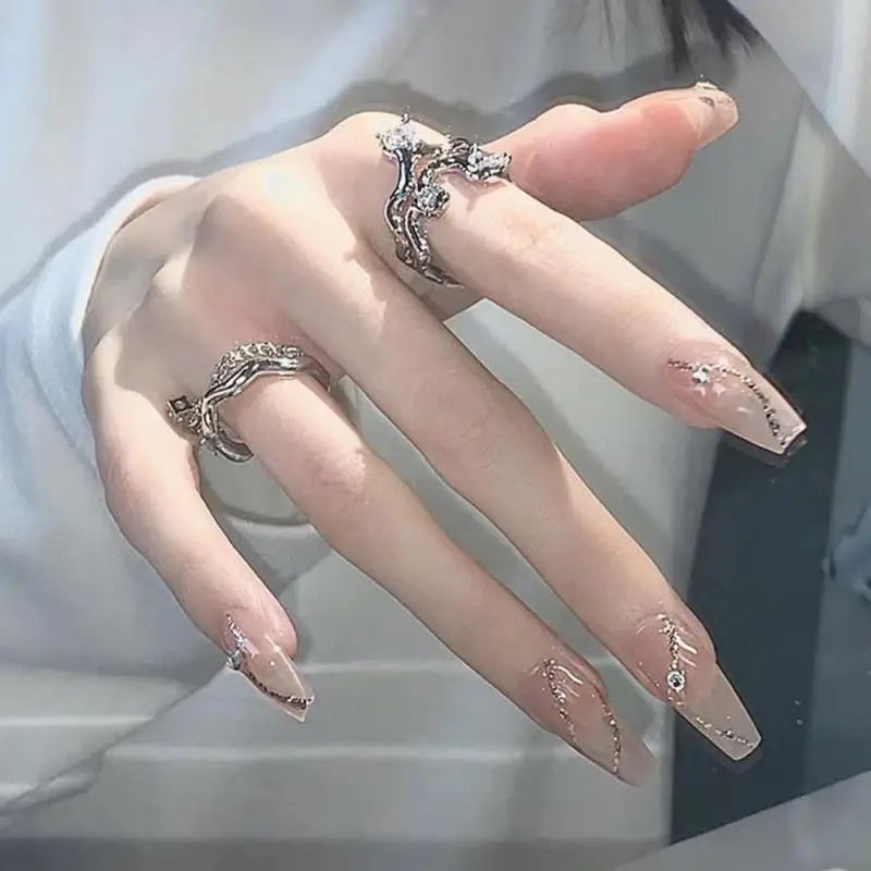 24Pcs/SET French Ballet Blue Moon Sailor False Nails