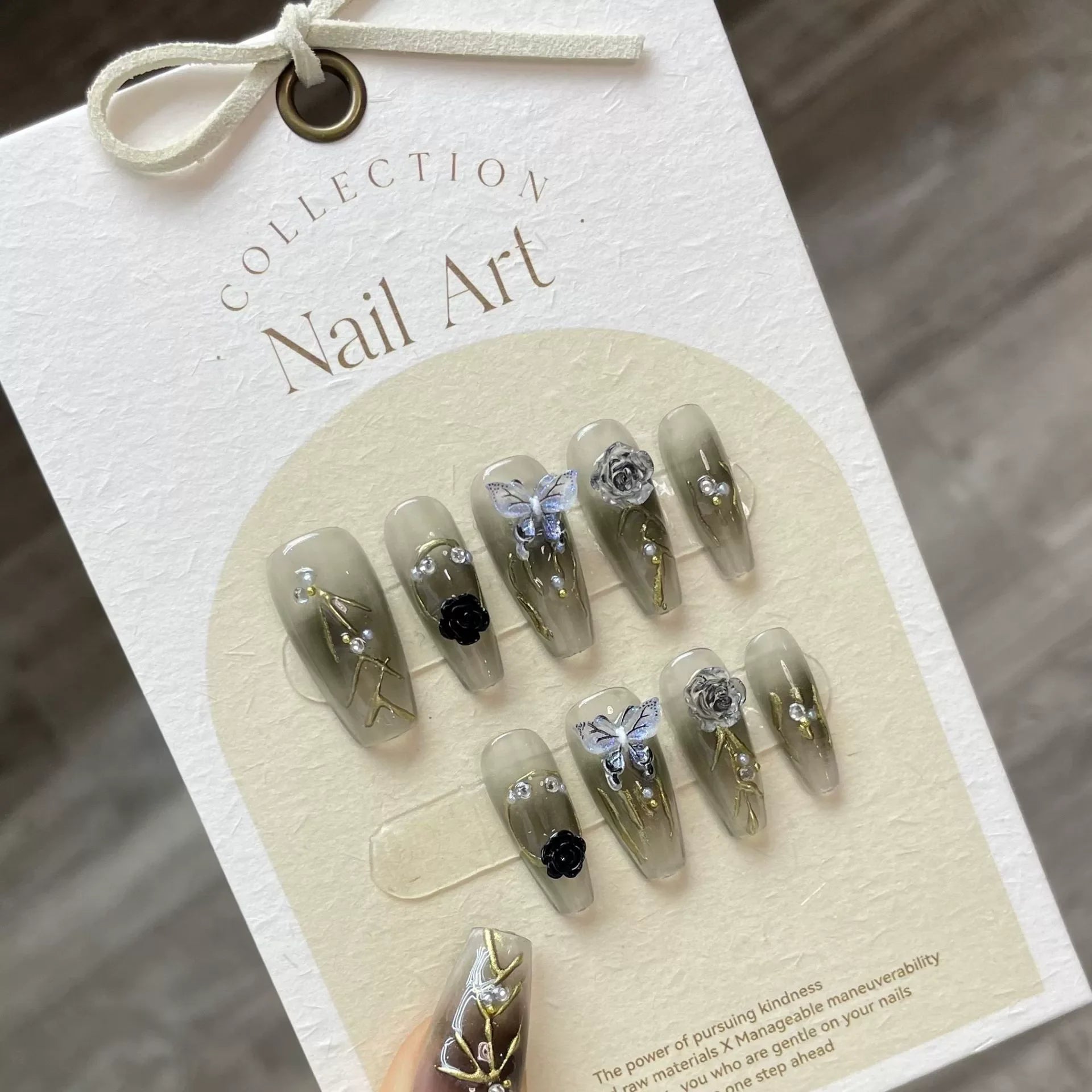 24pcsBlack Handmade Press on Nails