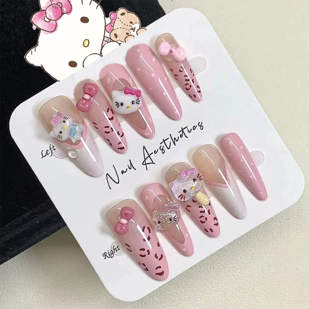 Sanrio Kawaii Pink My Melody Fake Nails 24Pc