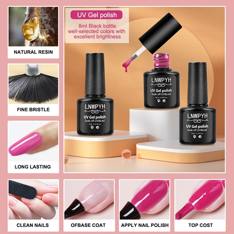 42Pcs/Set Gel Nail Polish Kit Hybrid Varnish Set