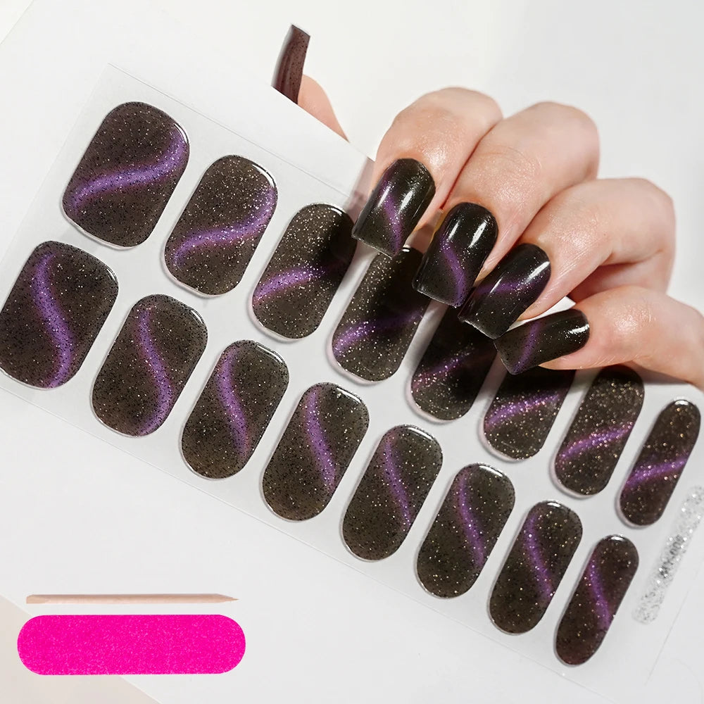 Cat Eye Effect Semi-Cured Gel Nail Wraps